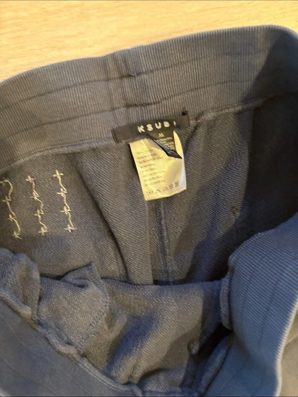 Ksubi Trak Sweatpants Mens XL blue  Jogger Pants Zip Pockets Logo Gym Pumpcover
